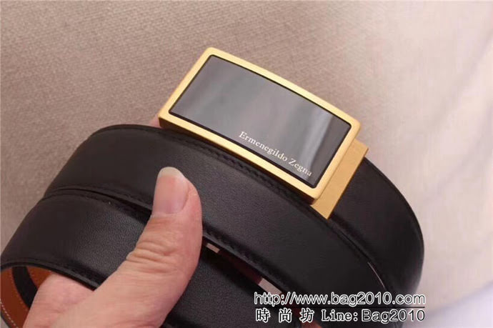 Zegna 傑尼亞 雙面原版進口小牛皮 316精鋼Z字扣 男士皮帶  xfp1230